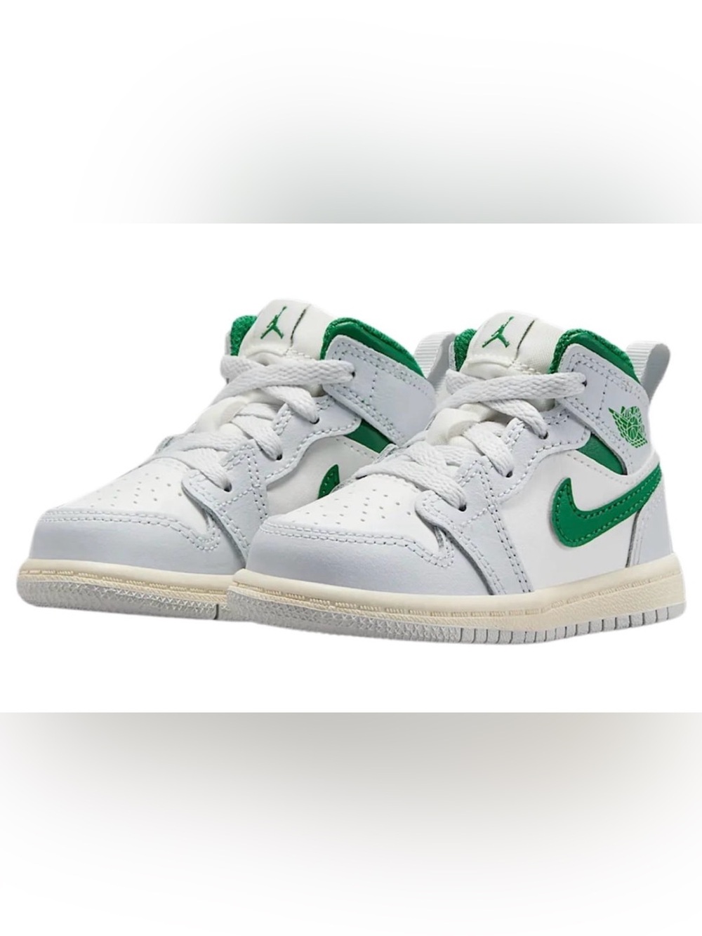 Toddler's Jordan 1 Mid Summit White/Pine Green (DQ8425 142) SIZE 6 NWOB